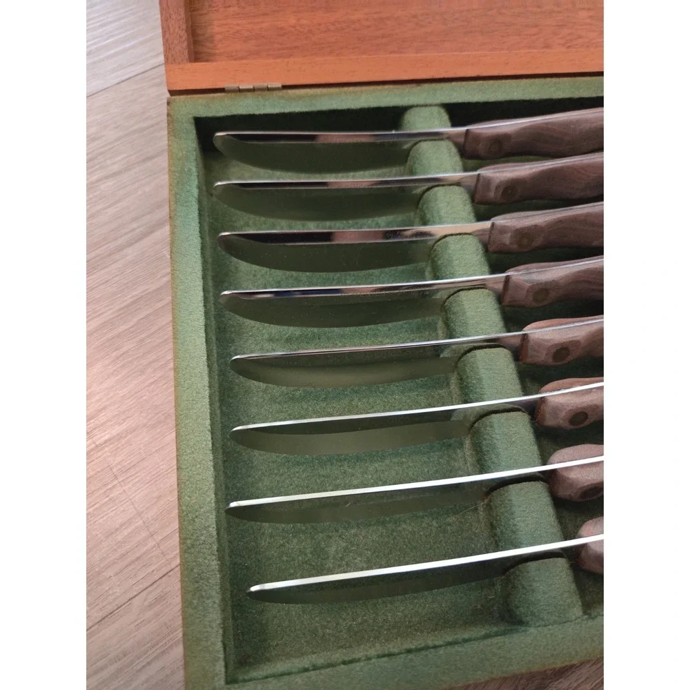 Cutco Stainless Steel Steak Knife Set with Green Insert